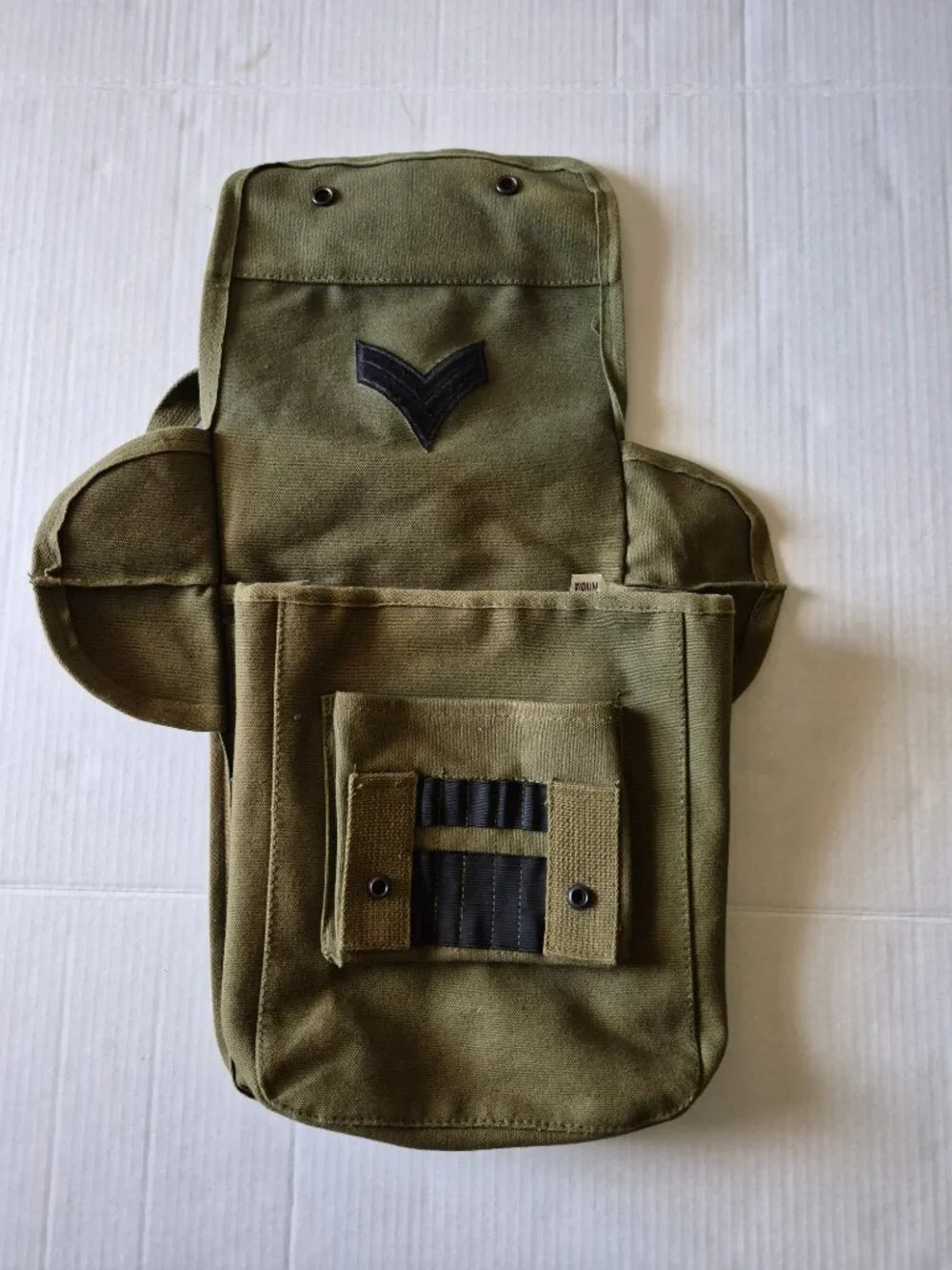 Canvas Map Case Army Green Shoulder Bag with Military Patches